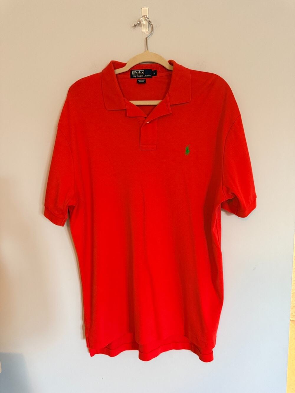 Polo Ralph Lauren Mens Polo Short Sleeve Shirt Size L Orange 100% Cotton Preppy